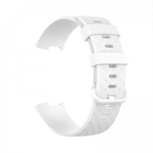 Fitbit Charge 3 Silicone Watch Strap with Plastic Buckle (Large) -White