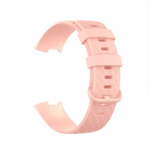 Fitbit Charge 3 Silicone Watch Strap with Plastic Buckle (Large) -Soft Pink