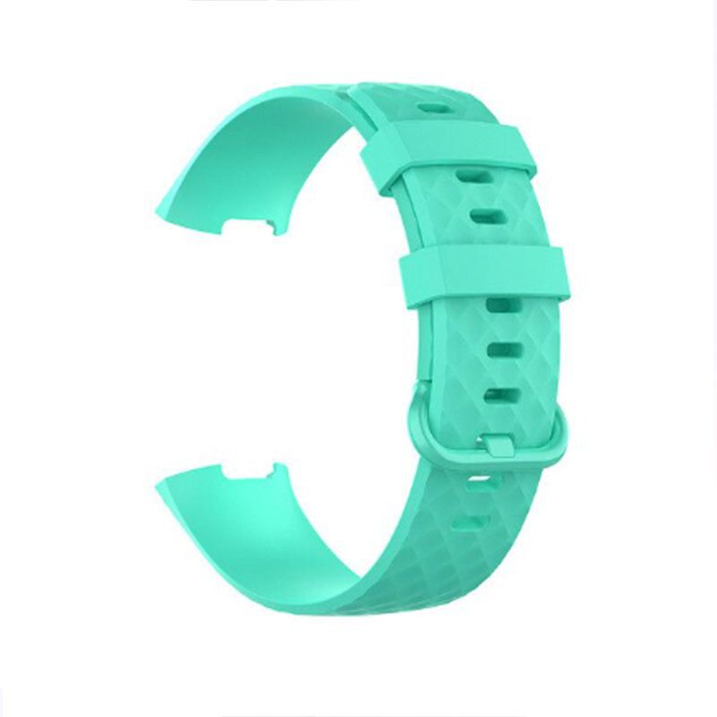 Fitbit Charge 3 Silicone Watch Strap with Plastic Buckle (Large) -Tiffany Blue