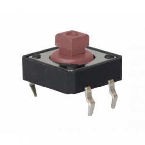 PCB TACTILE SWITCH DIL 12x12 SQR H7.0 BROWN B1729