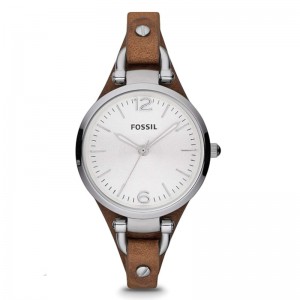 Fossil Women's Georgia Quartz Stainless Steel and Leather Watch - Brown