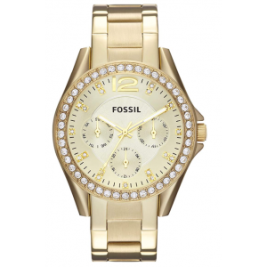 Fossil Women's Riley Quartz Stainless Steel Multifunction Glitz Watch - Gold