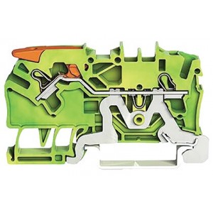 2.5MM² Lever + Cage Clamp Green/Yellow Earth Terminal Block