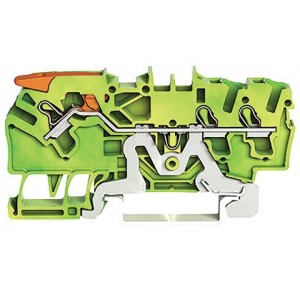 2.5MM² Lever + Cage Clamp Green/Yellow Earth Terminal Block