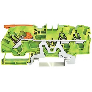 4MM² Lever + Cage Clamp Green/Yellow Earth Terminal Block 3