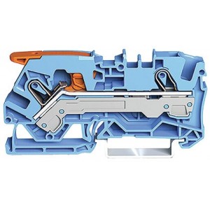 6mm² Lever and Cage Clamp Blue Terminal Block Feed-Through 2