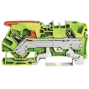 6mm² Lever and Cage Clamp Green/Yellow Earth Terminal Block 2