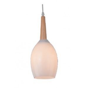 230VAC 60W 1XE27 Pendant Frosted Glass and Wood 120mm Dia