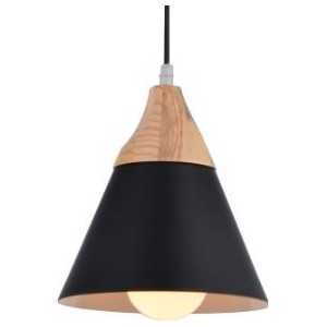 Pendant Light Black and Wood 220mm 60W E27