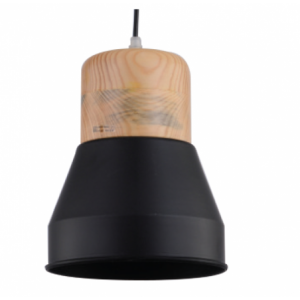 Pendant Light Black and Wood 195mm 230VAC 100W E27