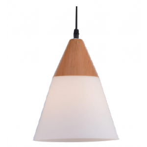 Frosted Glass and Wood Pendant Light 195mm E27 60W 230VAC