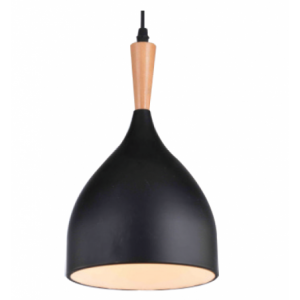 230VAC 100W 1XE27 Pendant BLACK/WOOD 170MM Dia.