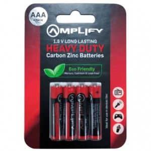 Amplify Heavy Duty AAA Carbon Zinc 4 Pack Batteries