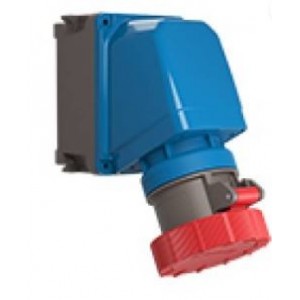 400VAC 63A 3P+E 6H 65 Deg Angled Wall Socket IP66/67