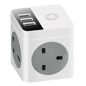 3X British 13A Adaptor with 3X USB 5V/2.1A