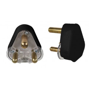 15A Black Standard Plug Top with Solid Pins