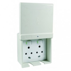 W/P Surface 16A Double Socket Outlet - DMC RAL7032