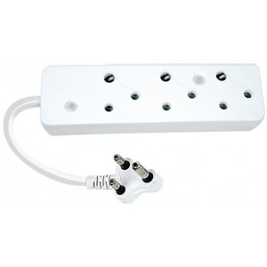 3 Way Extension Socket with Overload Protection and 400MM Cable