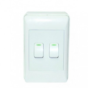 2-Lever 1-Way White Switch 2x4 with Surface Box