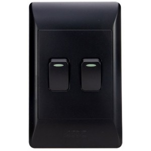 2-Lever 1-Way Switch 2x4 with Black Cover Plate