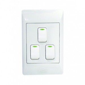 3-Lever 1-Way Switch 2x4 with White Cover Plate
