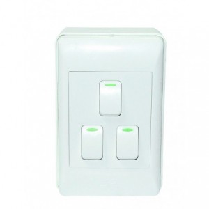 3-Lever 1-Way Switch 2x4 with White Cover Plate and Extension Box