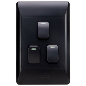 3-Lever 1-Way Switch 2x4 with Black Cover Plate