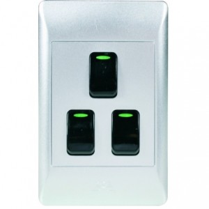 3-Lever 1-Way Switch 2x4 with Silver Cover Plate