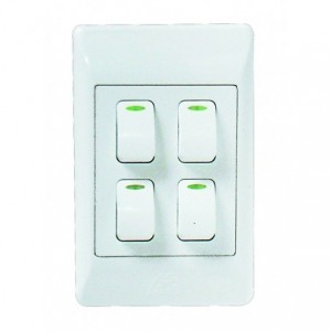 4-Lever 1-Way Switch 2x4 with White Cover Plate