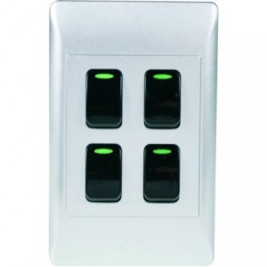 4-Lever 1-Way Switch 2x4 with Silver Cover Plate