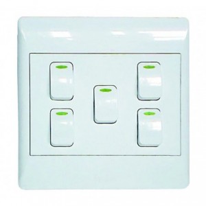 5-Lever 1-Way Switch 4x4 with White Cover Plate