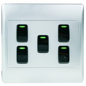 5-Lever 1-Way Switch 4x4 with Silver Cover Plate