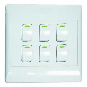 6-Lever 1-Way Switch 4x4 with White Cover Plate
