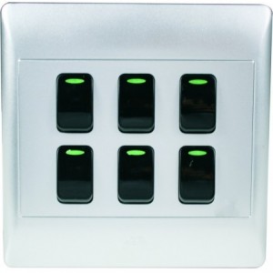 6-Lever 1-Way Switch 4x4 with Silver Cover Plate