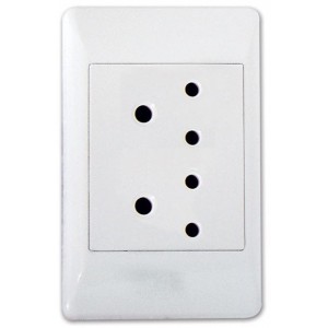 Standard 2x5A Socket 2x4 with White Cover Plate