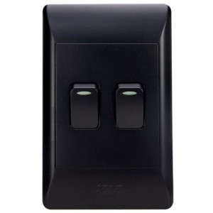 2-Lever 2-Way Switch 2x4 with Black Cover Plate