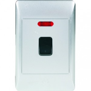 32A DP Stove Isolator 2X4 with Neon Light and Silver Cover Plate