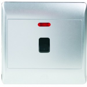 45A DP Stove Isolator 4X4 with Neon Light and Silver Cover Plate