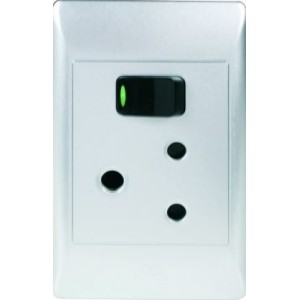 16A Switched Socket Outlet 2x4 with Silver Cover Plate