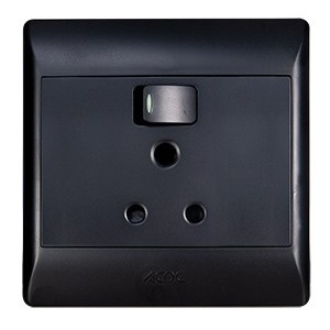 16A Switched Socket Outlet 4x4 with Black Cover Plate