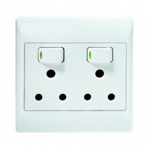 2x16A Switched Socket Outlet 4x4 with White Cover Plate