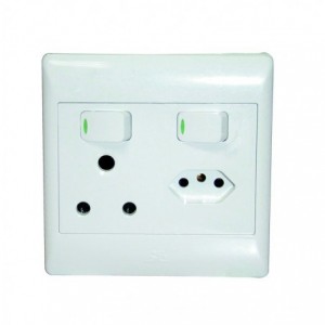 1x16A + 1 Euro Switched Socket Outlet 4x4 with White Cover Plate