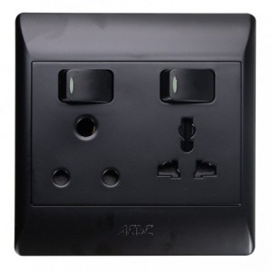 1x16A + 10A Multi Socket Outlet 4x4 with Black Cover