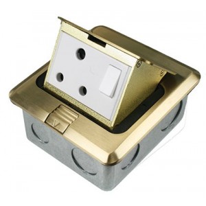 Brass Floor Mount 16A Switched Socket Outlet