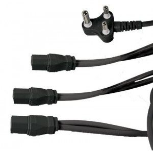 3x Female IEC to 16A SA Power Cable - 3.8m Black