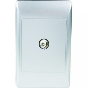 TV Socket Outlet Female 2x4 with Silver Cover Plate