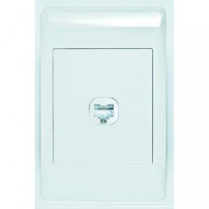 RJ12 Female Socket Outlet 2x4 with White Cover Plate