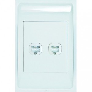2 x RJ12 Socket Outlet 2x4 with White Cover Plate
