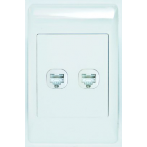 2 x Cat6 Socket Outlet 2x4 with White Cover Plate