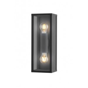 2 x 10W E27 LED Black Aluminium Wall Light Fitting
